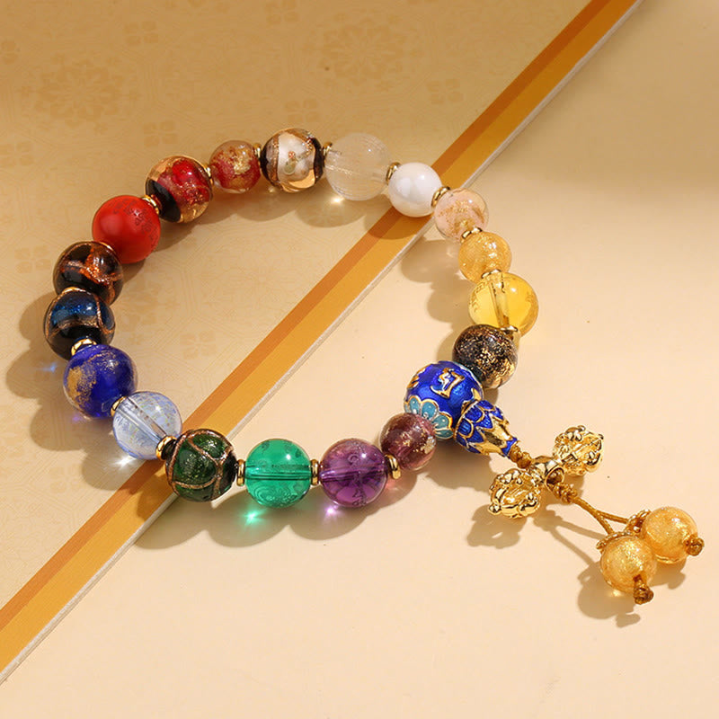 Tibetan Colorful Incense Ash Liuli Glass Bead Om Mani Padme Hum Dorje Vajra 18 Beads Wrist Mala