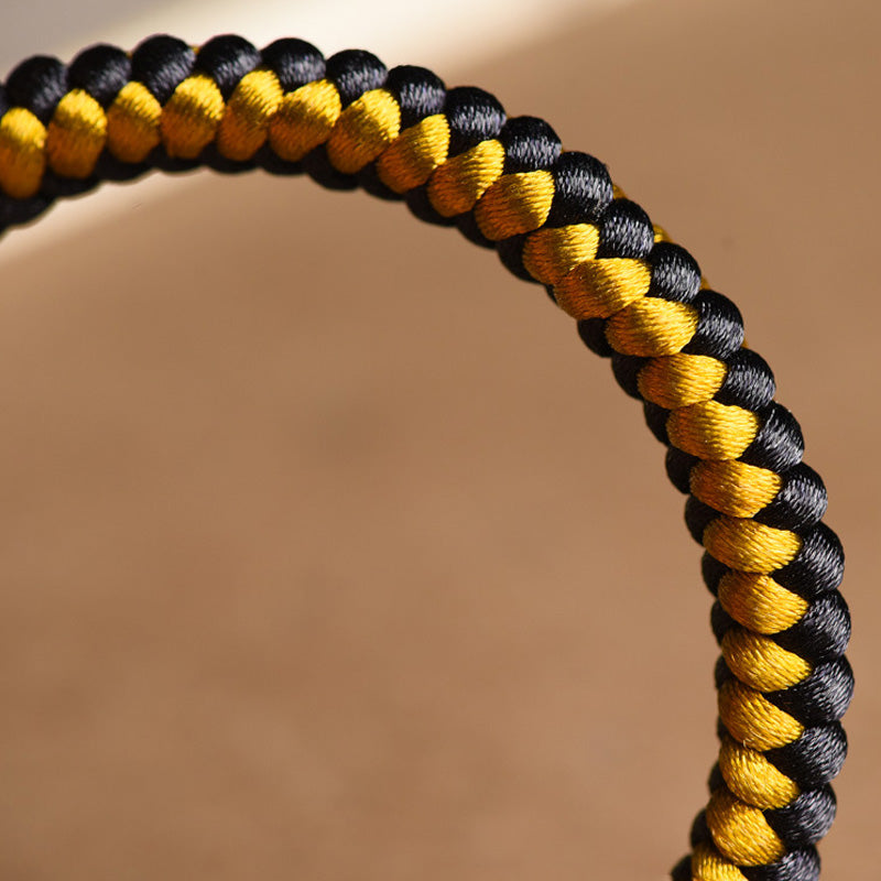 Handmade Tibetan Black Gold Dragon Scale Rope Om Mani Padme Hum Purity Bracelet