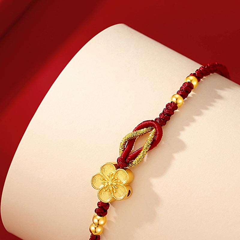 Handmade 925 Sterling Silver Cherry Blossoms Sakura Chalcedony Luck Bracelet