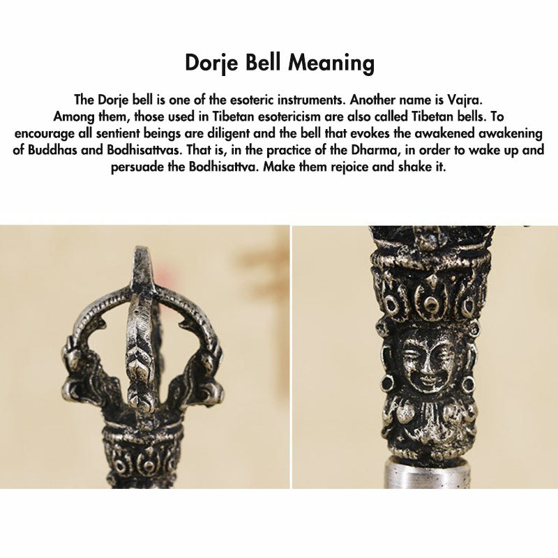 Tibetan Meditation Bell and Vajra Dorje Copper Decoration Set