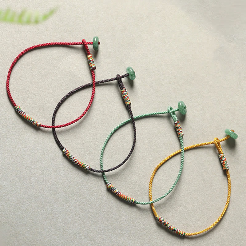 Tibetan Handmade Green Aventurine Luck Protection Braided Rope Bracelet