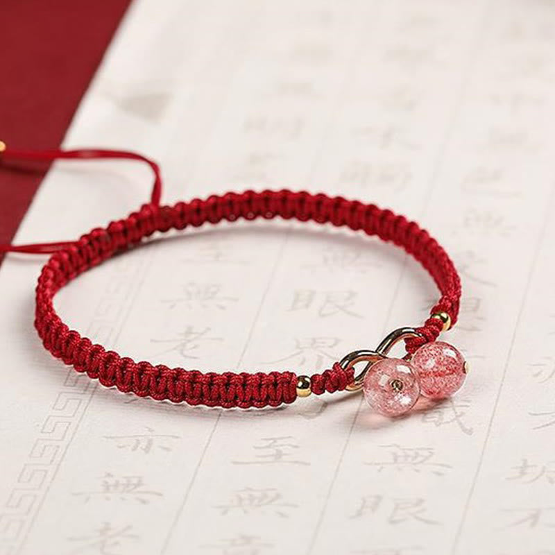 Natural Strawberry Quartz Amethyst Green Phantom Bead Positive Bracelet