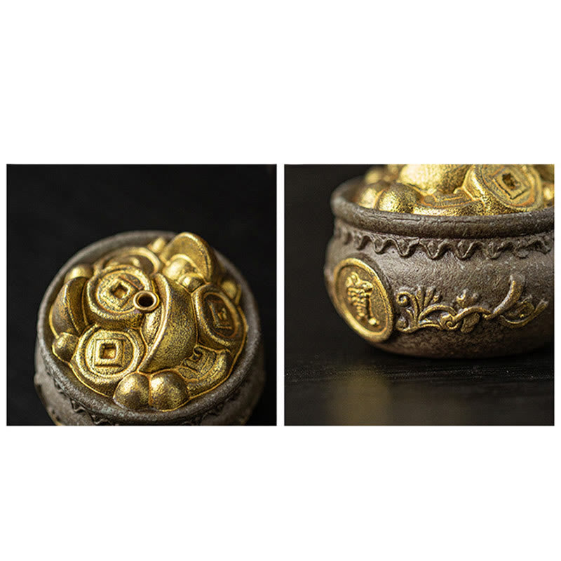Small Treasure Bowl Lucky Bag Bagua Tray Ceramic Stick Incense Burner Decoration