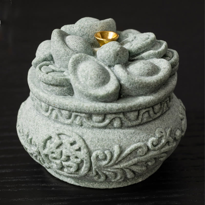 Chinese Character Fu Ingots Incense Burner Desk Decoration