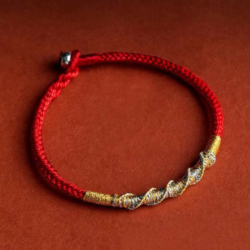 925 Sterling Silver Luck Strength Red String Protection Braid Bracelet