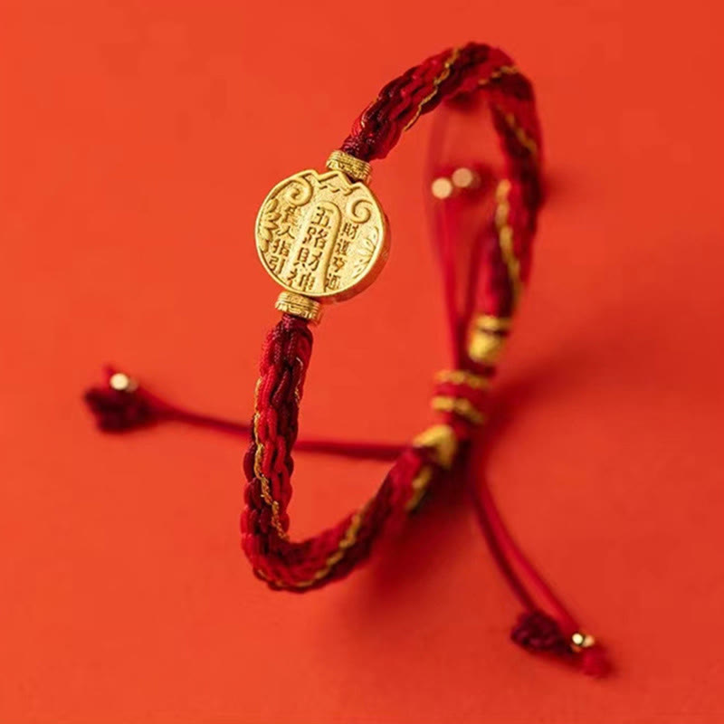 Five Directions Gods of Wealth Handmade Reincarnation Knot Protection String Braid Bracelet