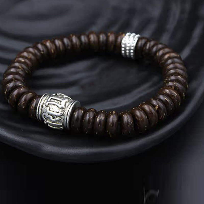 Natural Tibetan Coconut Shell Om Mani Padme Hum Positive Bracelet