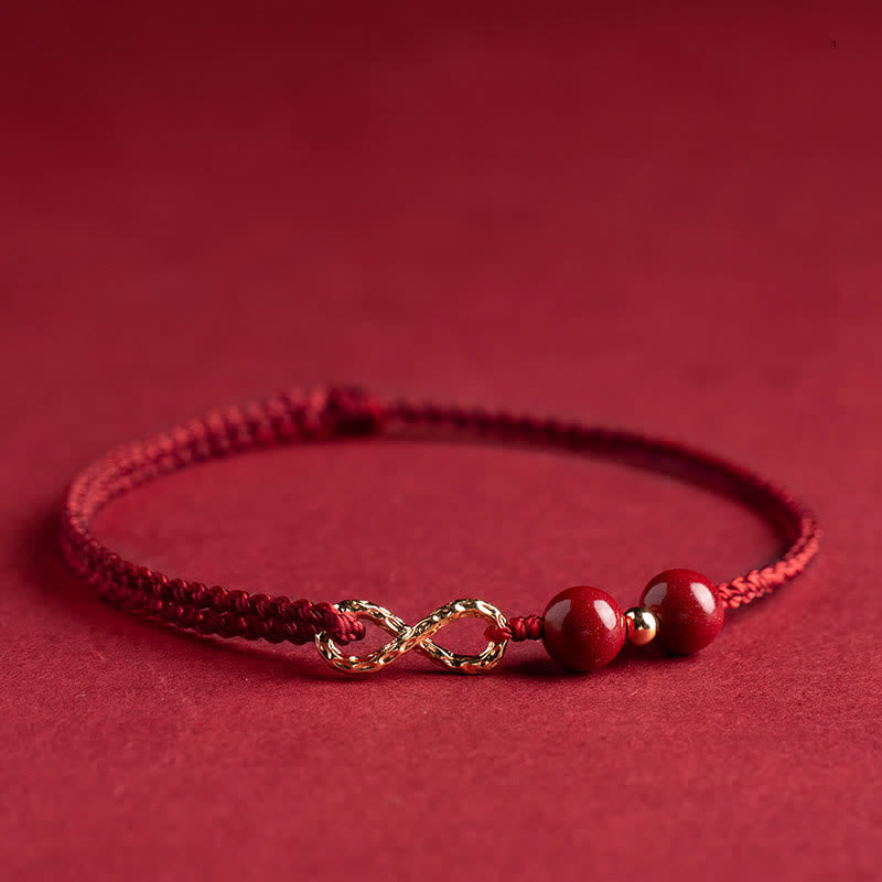 Cinnabar Blessing Red String Golden Infinity Symbol Bracelet Anklet