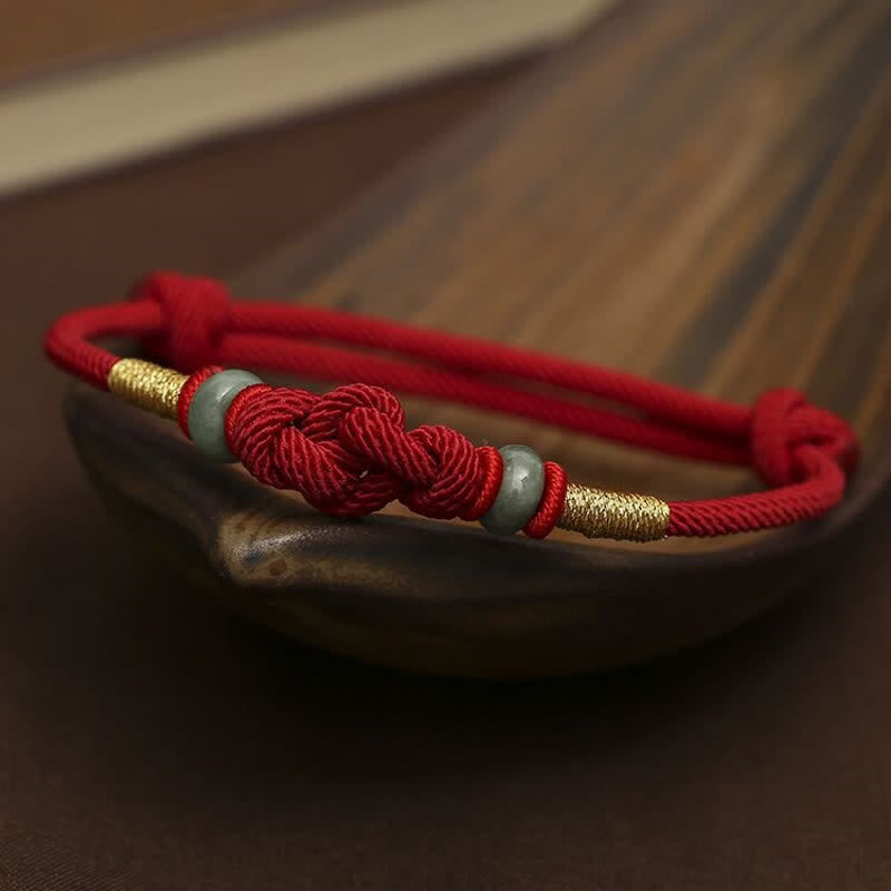 Red String Jade Luck Fortune Knot Braided String Bracelet