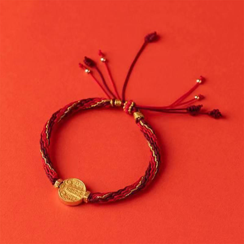 Five Directions Gods of Wealth Handmade Reincarnation Knot Protection String Braid Bracelet