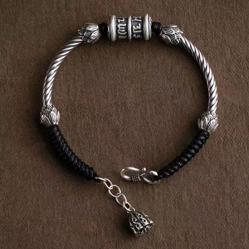 Om Mani Padme Hum Lotus Peace Braided Bracelet