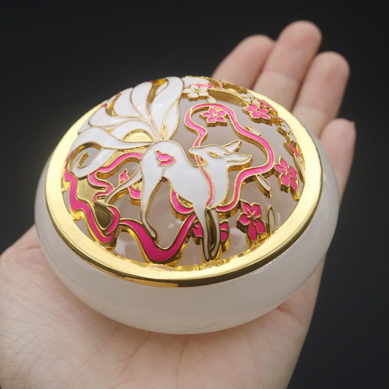 Nine Tailed Fox Liuli Crystal Meditation Incense Burner