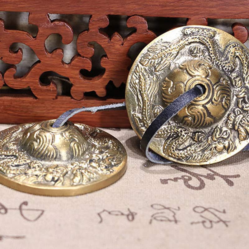 Tibetan Tingsha Bell Six True Words Dragon Copper Balance Decoration With Bag