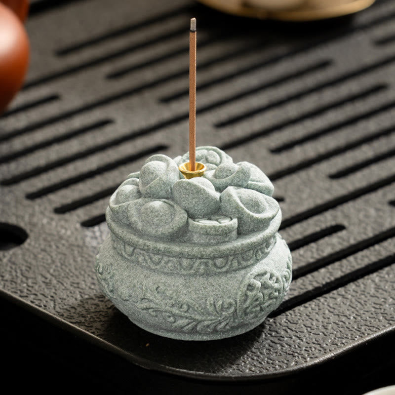 Chinese Character Fu Ingots Incense Burner Desk Decoration