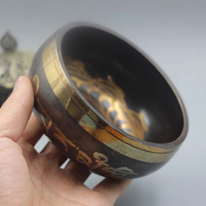 Tibetan Meditation Bowl for and Mindfulness Om Mani Padme Hum Singing Bowl