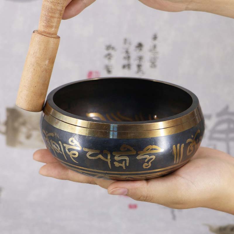 Tibetan Meditation Bowl for and Mindfulness Om Mani Padme Hum Singing Bowl