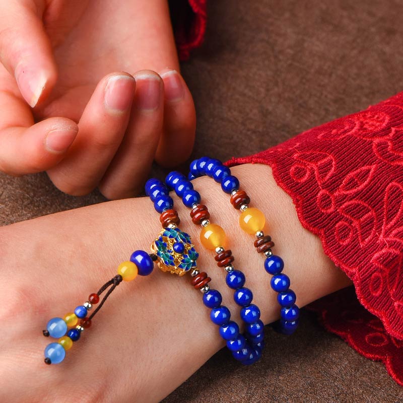 Lazurite Lapis Lazuli Yellow Agate Positive Bracelet