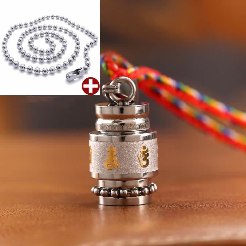 Tibet Om Mani Padme Hum Shurangama Mantra Titanium Steel Wisdom Amulet Necklace Pendant