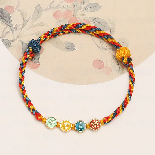 Handmade Dunhuang Color Thread Peace And Joy Protection Braid String Bracelet