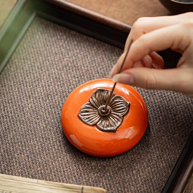 Persimmon Ceramic Meditation Incense Burner Incense Holders
