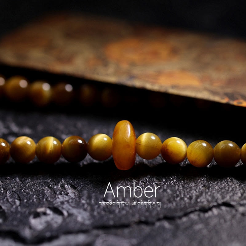 108 Mala Beads Natural Tiger Eye Copper Dorje Protection Tassel Bracelet
