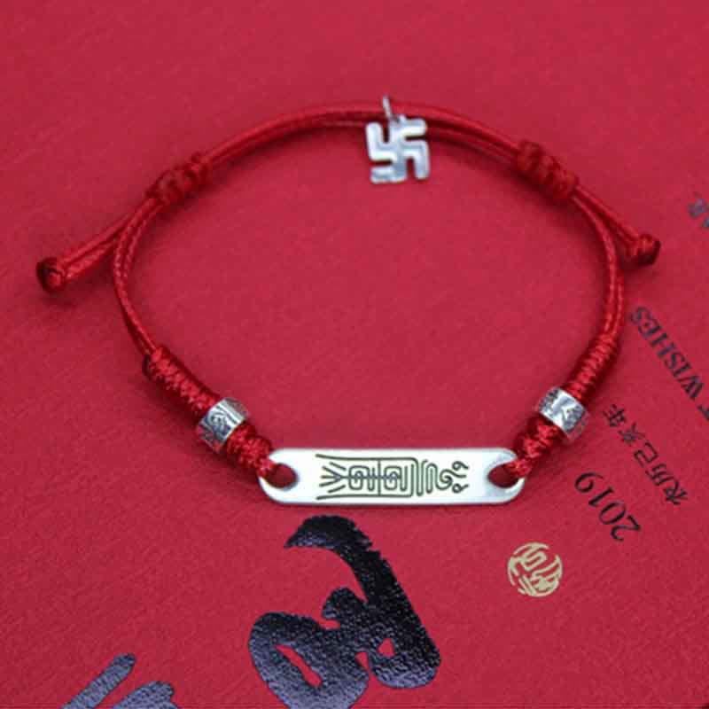 925 Sterling Silver Red String Luck Strength Braid Bracelet
