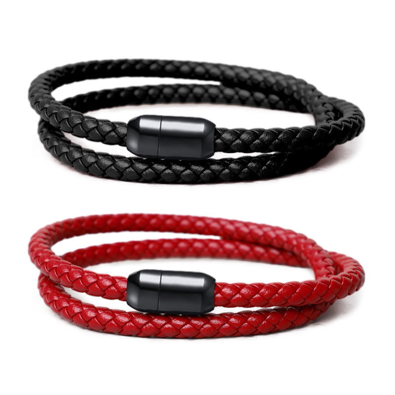Genuine Leather Red String Protection Magnetic Buckle Bracelet