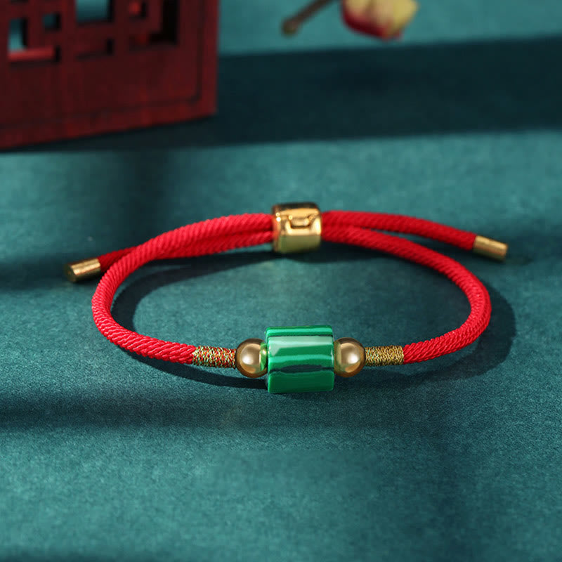 Tibet Handmade Green Aventurine Red Stone Malachite Luck Protection Braided Rope Bracelet