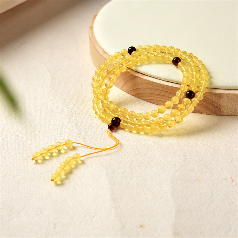 108 Mala Beads Natural Amber Bracelet