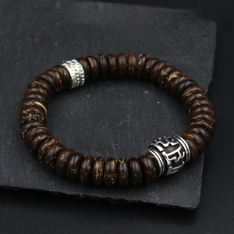 Natural Tibetan Coconut Shell Om Mani Padme Hum Positive Bracelet