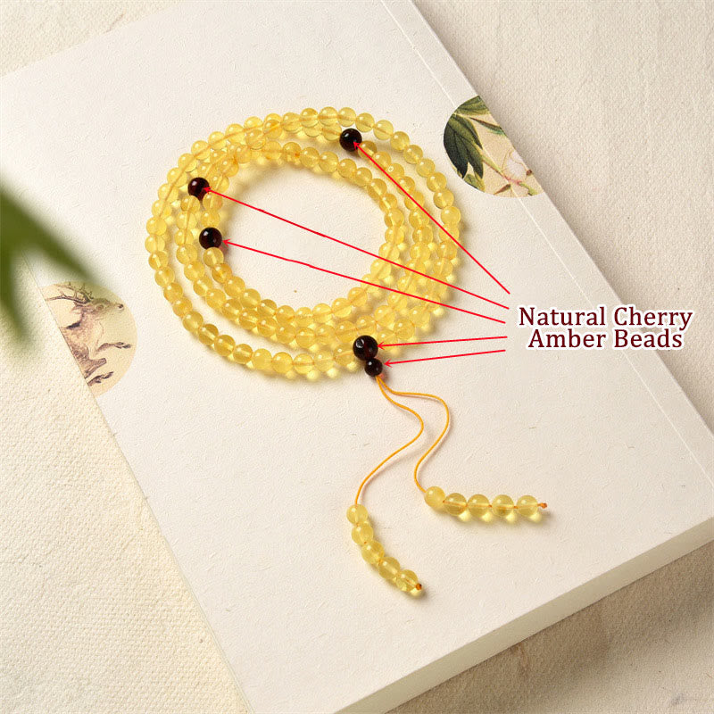 108 Mala Beads Natural Amber Bracelet