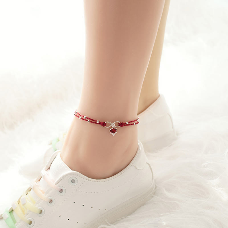 Love Heart Infinity Symbol Braided String Anklet