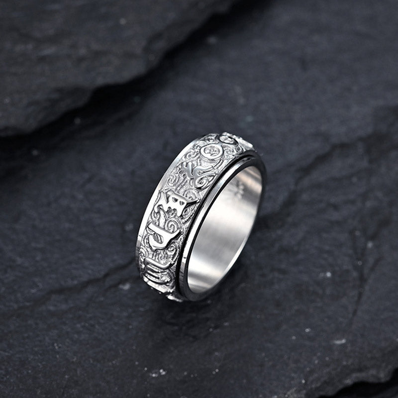 Six True Words Balance Calm Titanium Steel Ring