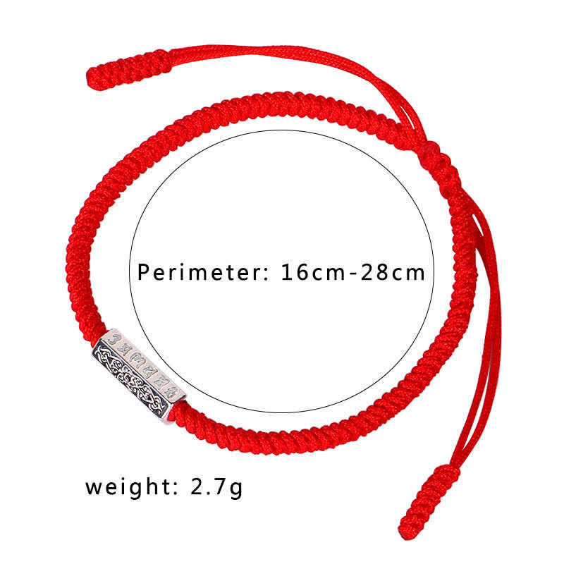 Om Mani Padme Hum Luck Protection Red String Bracelet