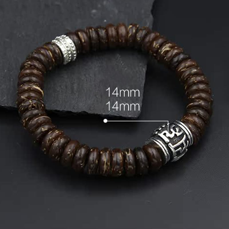 Natural Tibetan Coconut Shell Om Mani Padme Hum Positive Bracelet