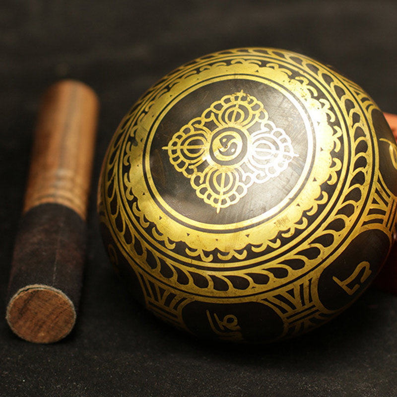 Tibetan Meditation Sound Bowl Handcrafted for and Mindfulness Support Protection Singing Bowl Set