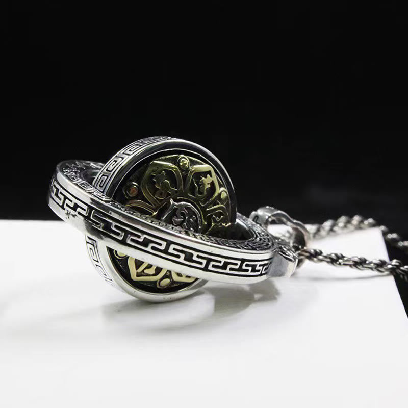 Tibetan Om Mani Padme Hum Double Dorje Vajra Rotatable Purity Peace Necklace Pendant