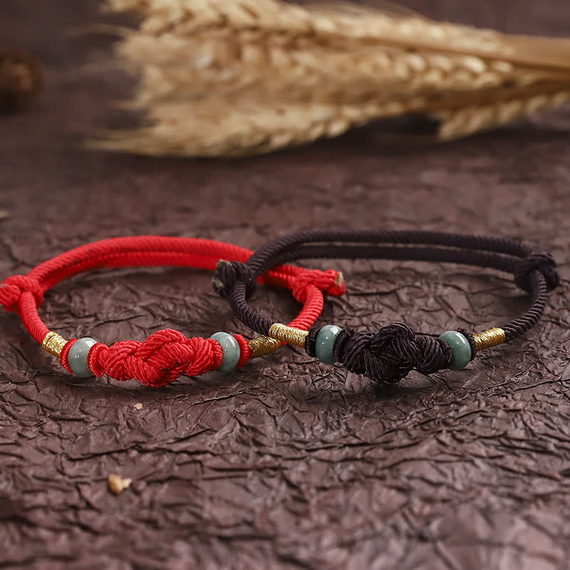 Red String Jade Luck Fortune Knot Braided String Bracelet