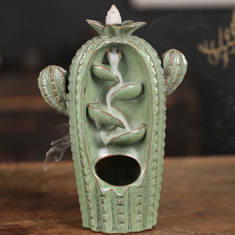 Cactus Ceramic Backflow Smoke Fountain Incense Burner