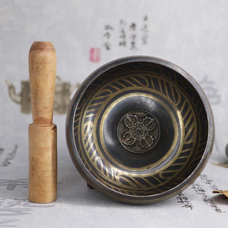 Tibetan Meditation Bowl for and Mindfulness Om Mani Padme Hum Singing Bowl
