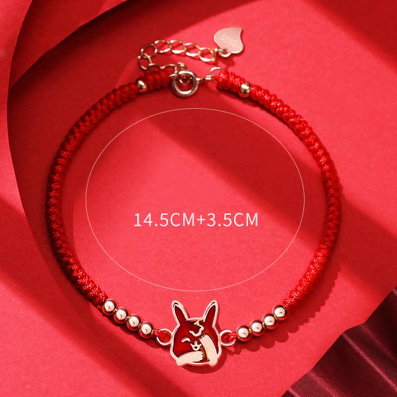 925 Sterling Silver Chinese Zodiac Luck Faith Discolor Red String Bracelet