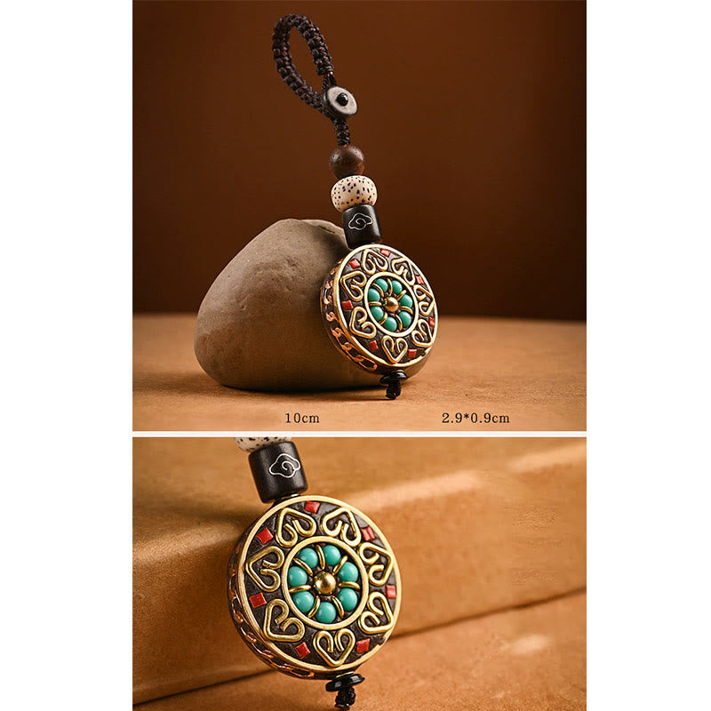 Tibetan Om Mani Padme Hum Bodhi Seed Peace Key Chain