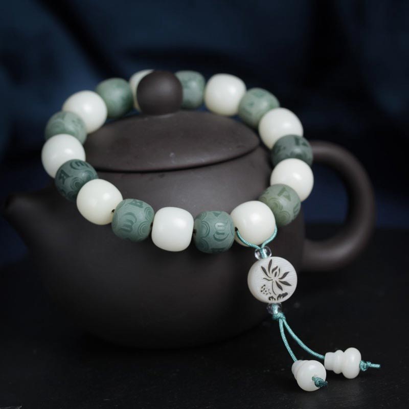 White Bodhi Six True Words Protection Bracelet