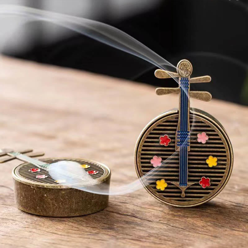 Small Mini Gourd Fan Pipa Copper Alloy Incense Burner Decoration With Incense