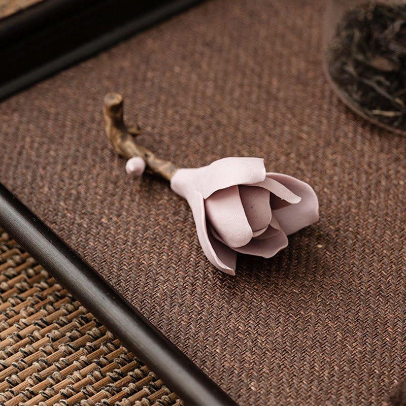Gardenia Flower Pattern Ceramic Incense Burner Decoration