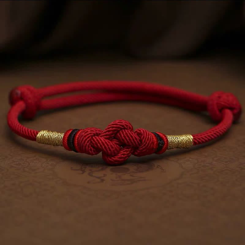 Red String Jade Luck Fortune Knot Braided String Bracelet