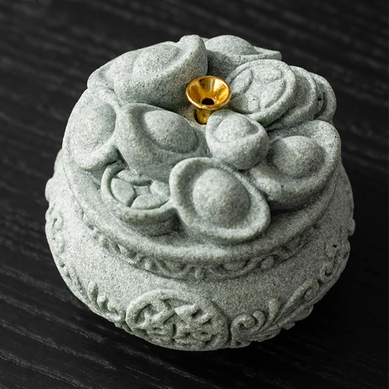 Chinese Character Fu Ingots Incense Burner Desk Decoration