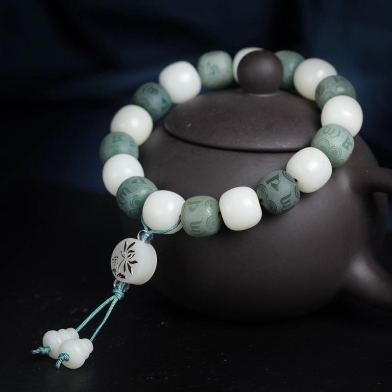 White Bodhi Six True Words Protection Bracelet