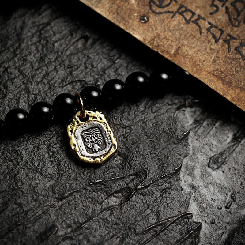 Tibetan 108 Mala Beads Black Onyx Tiger Eye Beads Nine Palaces Bagua Protection Bracelet