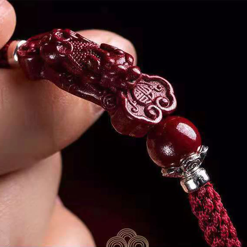 Handcrafted PiXiu Cinnabar Wealth Luck Braided Bracelet